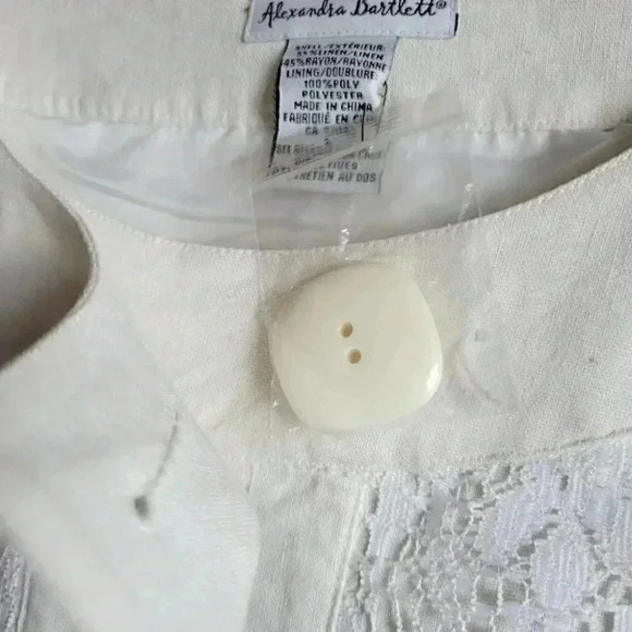 Vintage Alexander Bartlett Linen &Rayon  Jacket overlay Lace Large - Picture 3 of 10